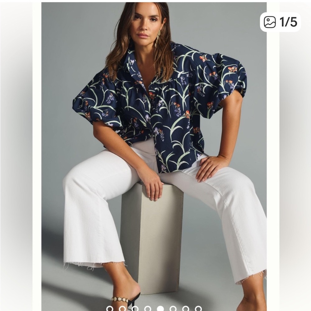 Anthropologie Maeve The Zooey Bubble-Sleeve Blouse - Picture 7 of 12